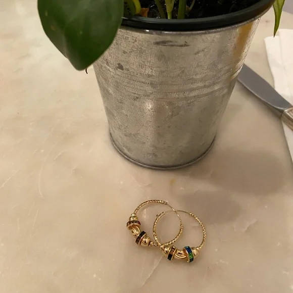 Small gold plated multicolored earrings - Picture 1 of 1